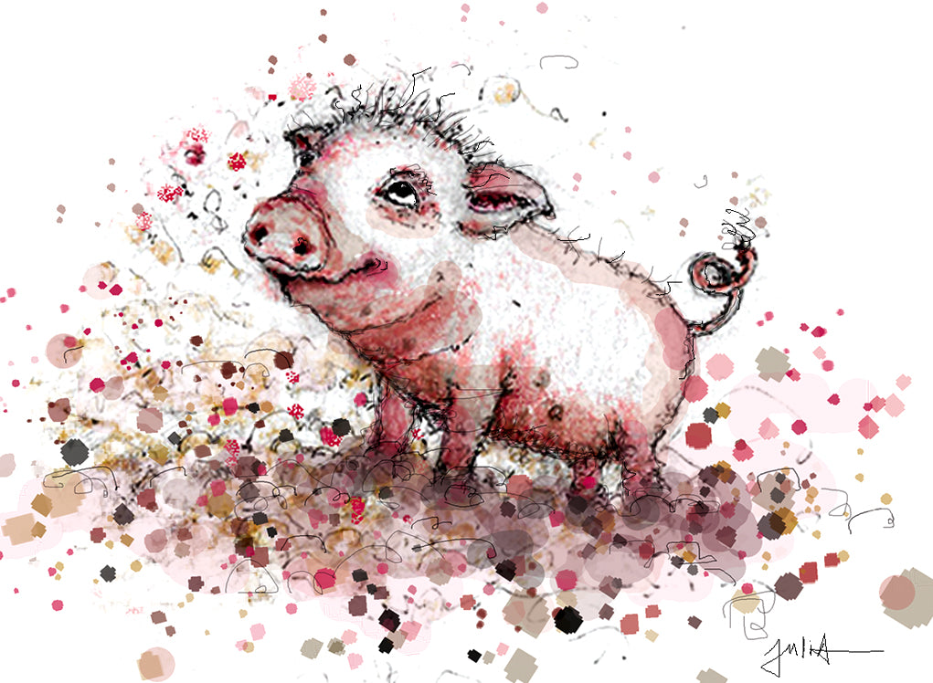 Glückwunschkarte | Glücksschweinchen Illustration | Viel Glück | Geburtskarten Baby