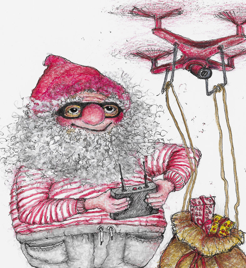 Homeoffice Santa | Weihnachtskarte | Grußkarte A6 mit Umschlag