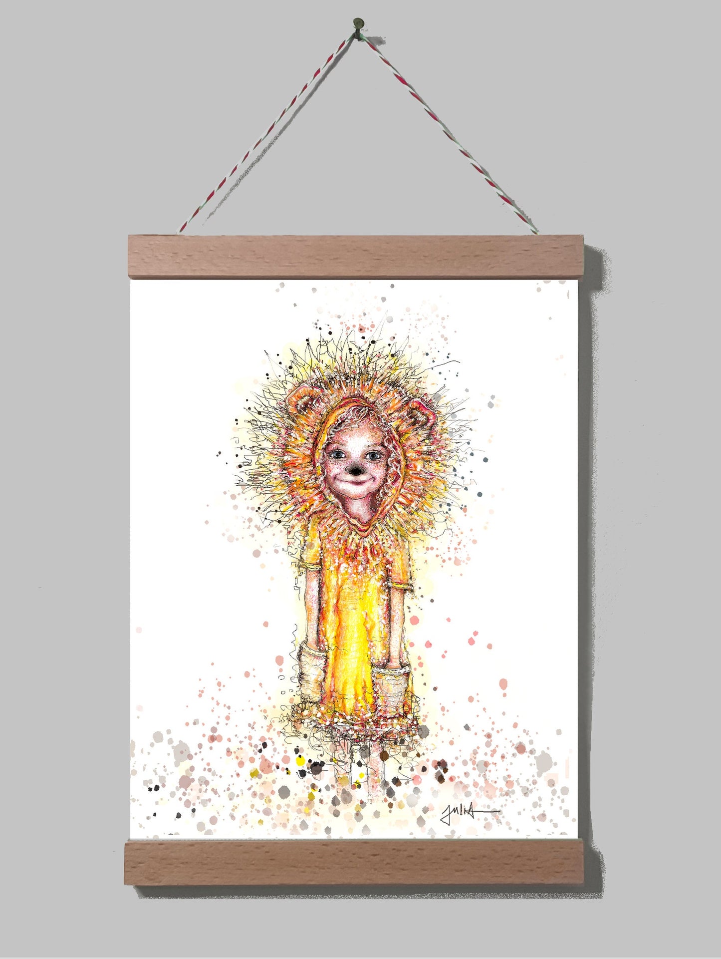 Poster Kleine Löwin Löwenstark | Bild A4 Mädchen Löwenstark | Kind kleiner Löwe auf Leinwand