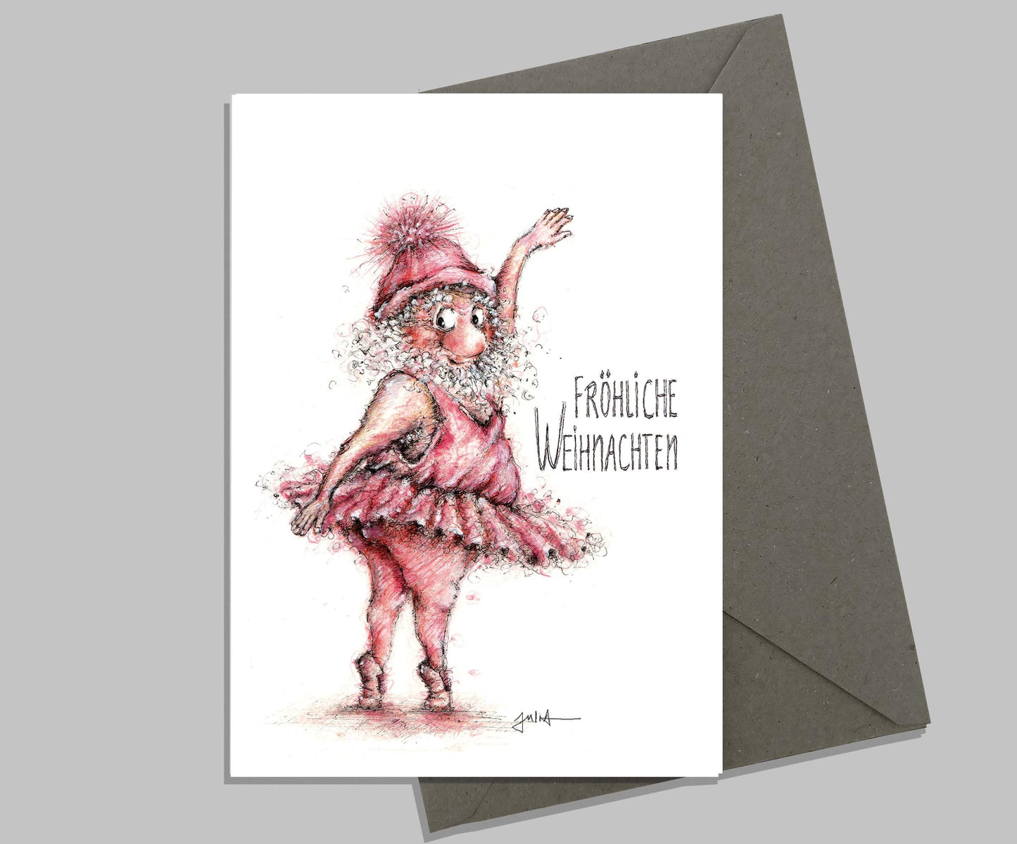 Ballerina Wichtel | Weihnachtskarte | Grußkarte A6 mit Umschlag