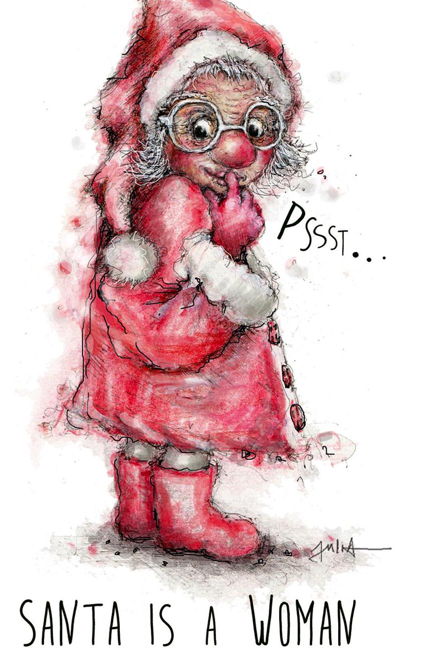 Weihnachtsfrau | Santa is a Woman | Weihnachtskarte | Grußkarte A6 mit Umschlag