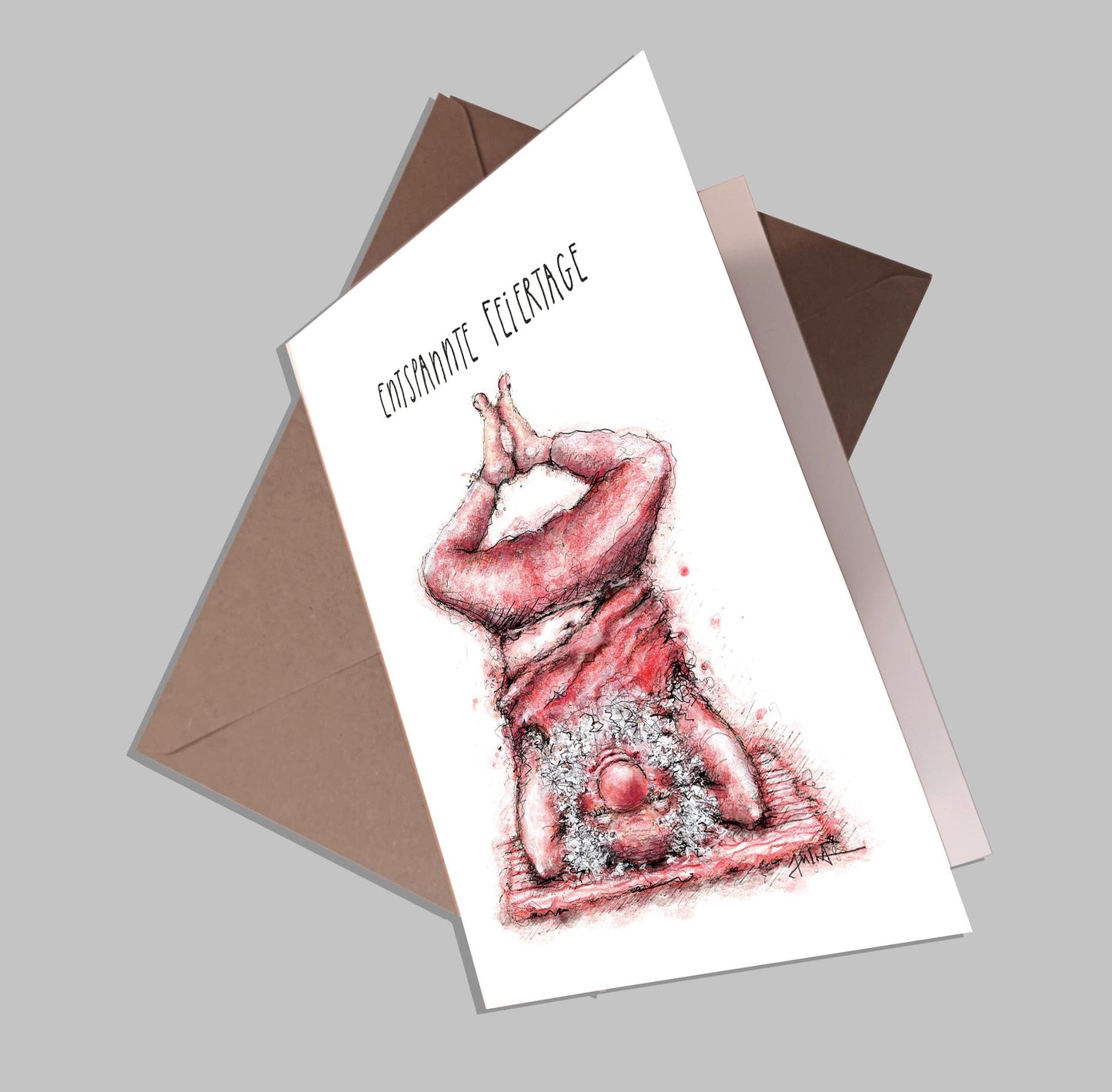 Entspannte Feiertage | Weihnachtskarte | Yoga Wichtel | Grußkarte A6 mit Umschlag