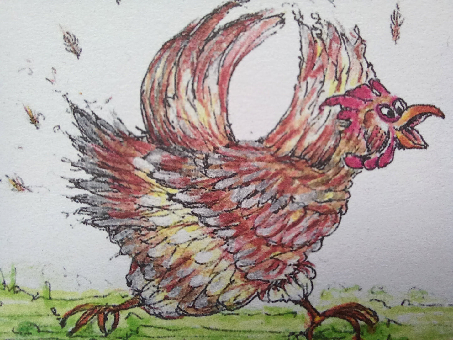 Postkarte Osterhase mit Huhn | Osterkarte handgezeichnet A6 Druck | Osterkarte mit Witz