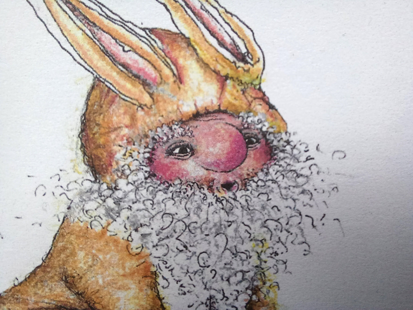 Postkarte Osterhase mit Huhn | Osterkarte handgezeichnet A6 Druck | Osterkarte mit Witz
