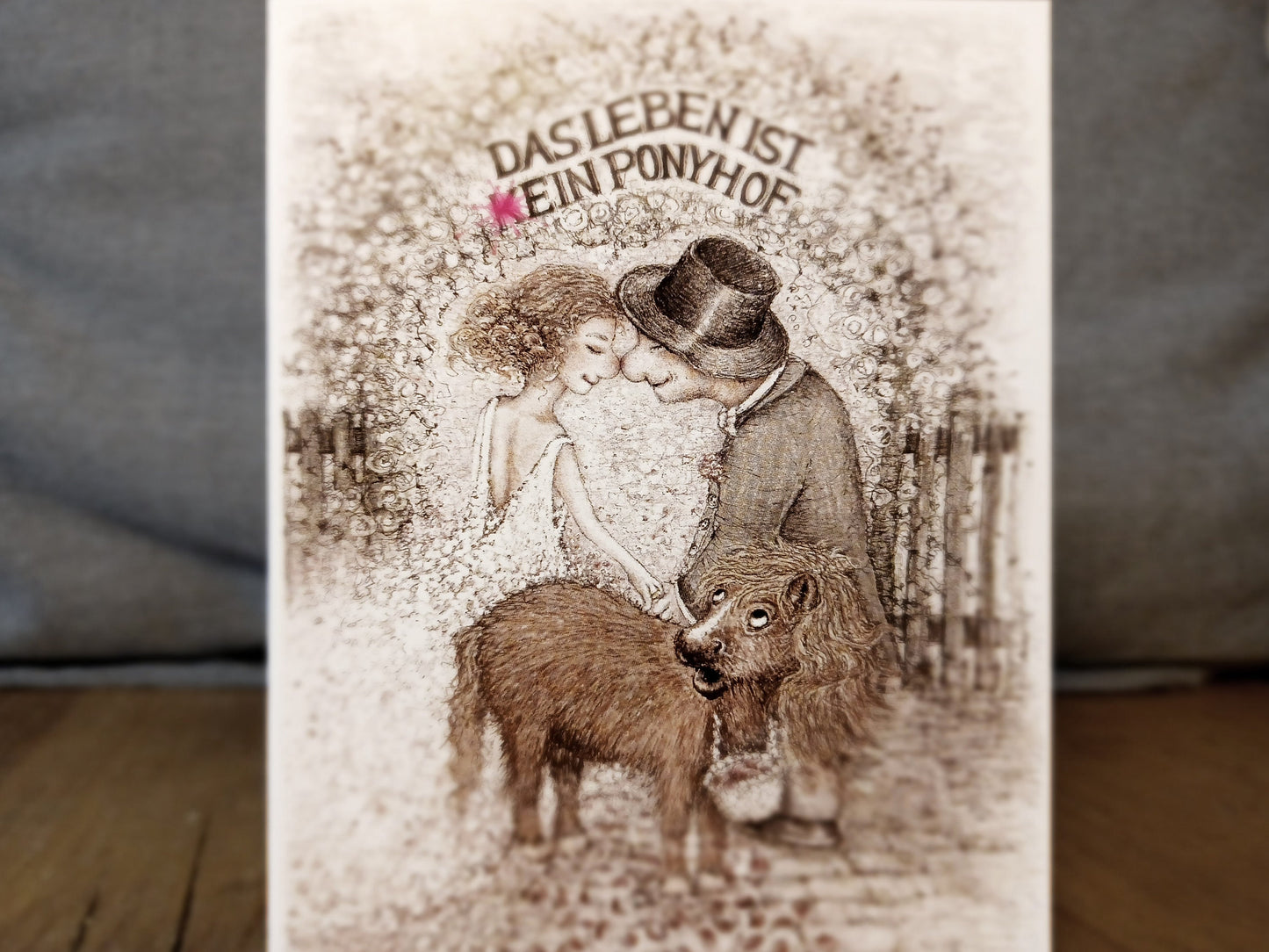 Hochzeitskarte Ponyhof | Sepia | Klappkarte A6