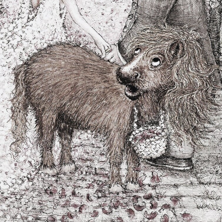 Hochzeitskarte Ponyhof | Sepia | Klappkarte A6