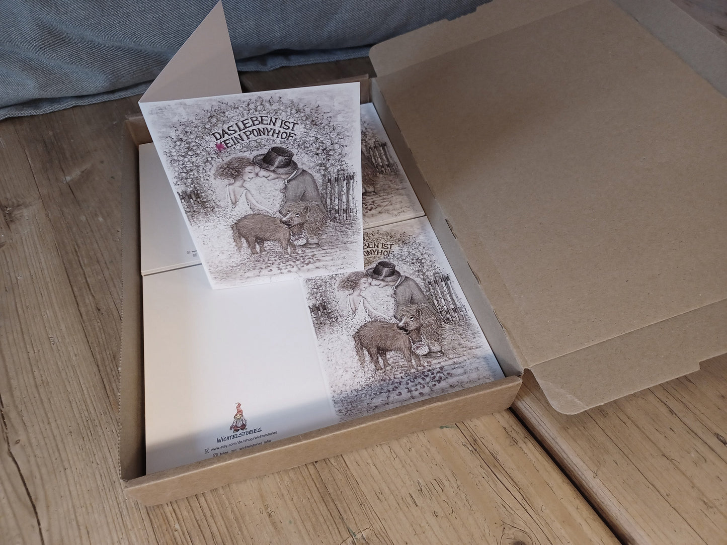 Hochzeitskarte Ponyhof | Sepia | Klappkarte A6