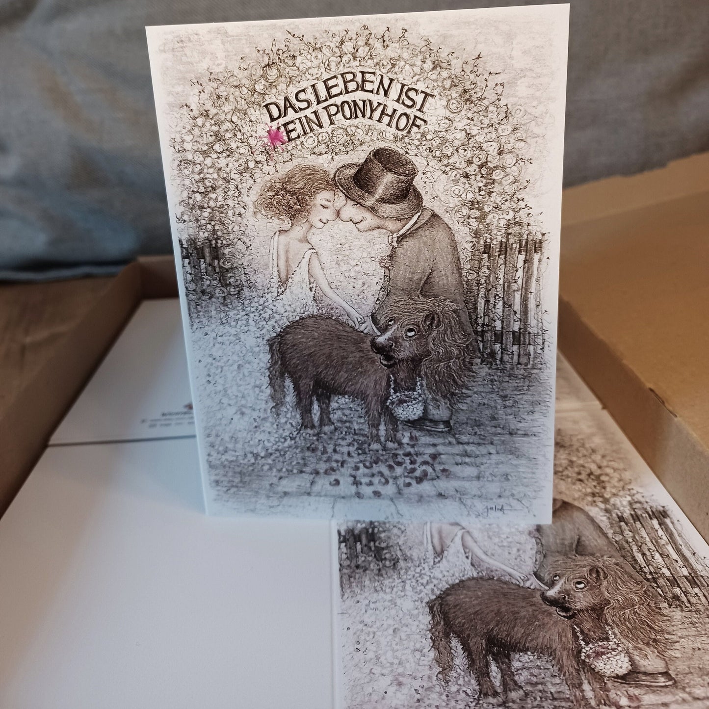 Hochzeitskarte Ponyhof | Sepia | Klappkarte A6