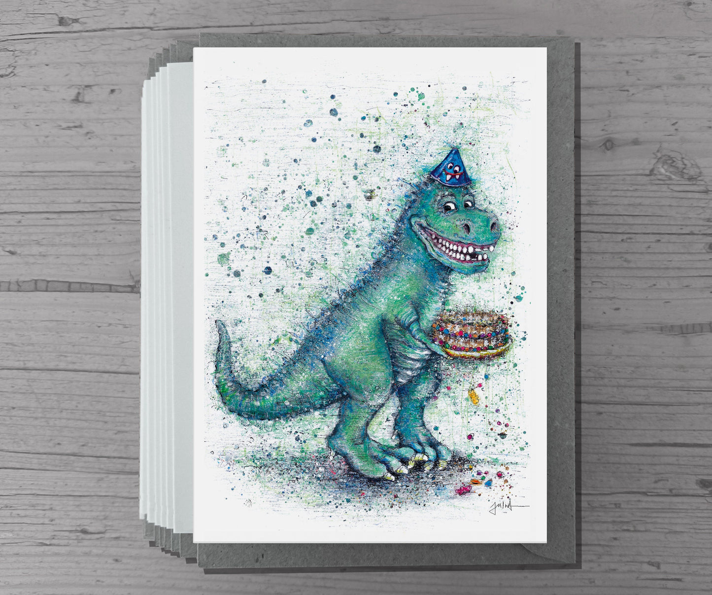 Dino Einladungskarte | Klappkarte A6 zum Ausfüllen | Dino Party Kindergeburtstag