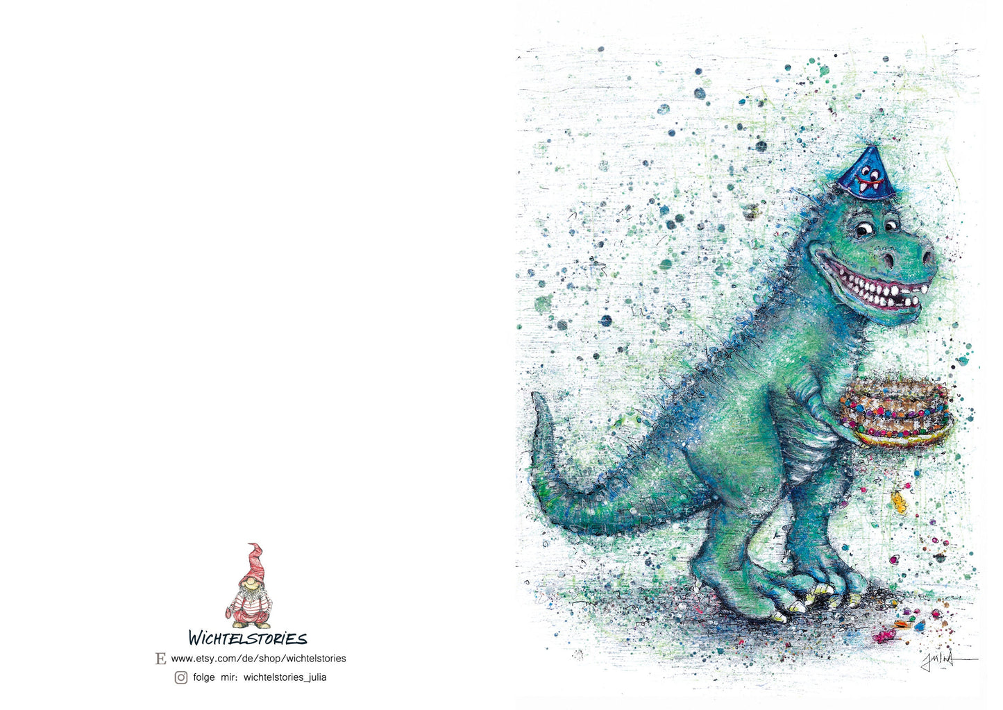 Dino Einladungskarte | Klappkarte A6 zum Ausfüllen | Dino Party Kindergeburtstag