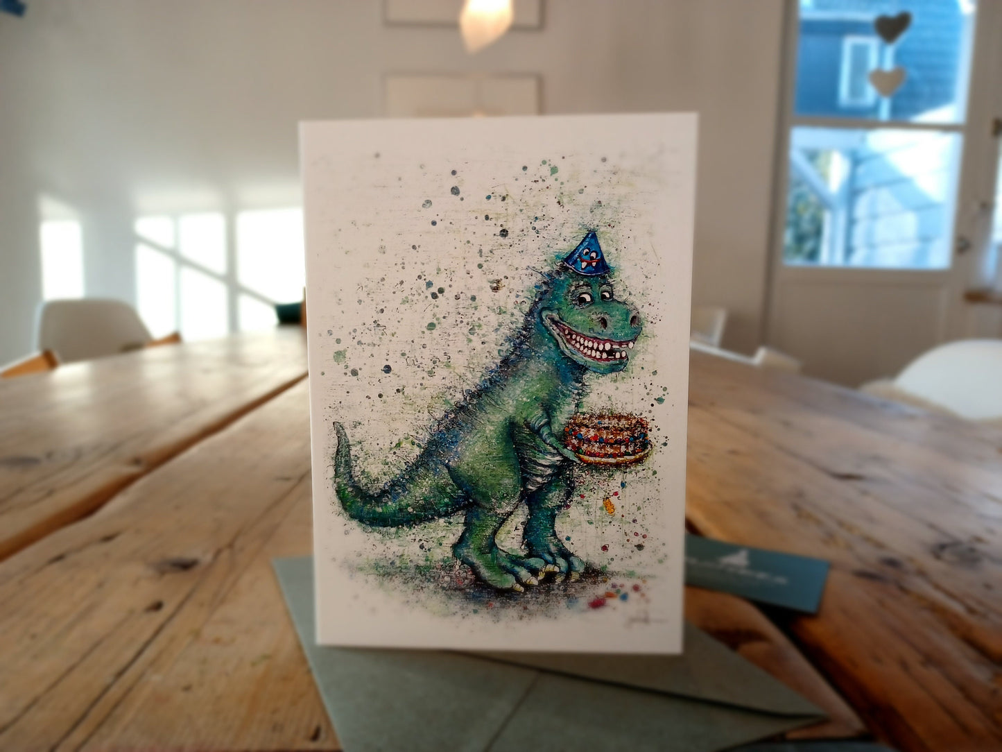 Dino Einladungskarte | Klappkarte A6 zum Ausfüllen | Dino Party Kindergeburtstag