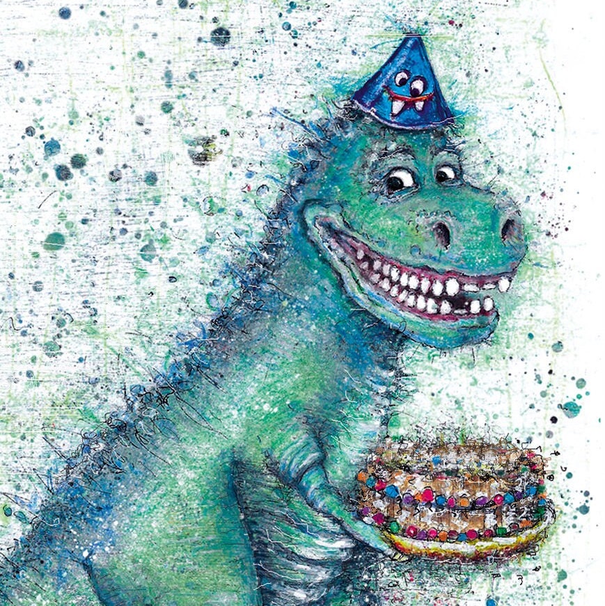 Dino Einladungskarte | Klappkarte A6 zum Ausfüllen | Dino Party Kindergeburtstag