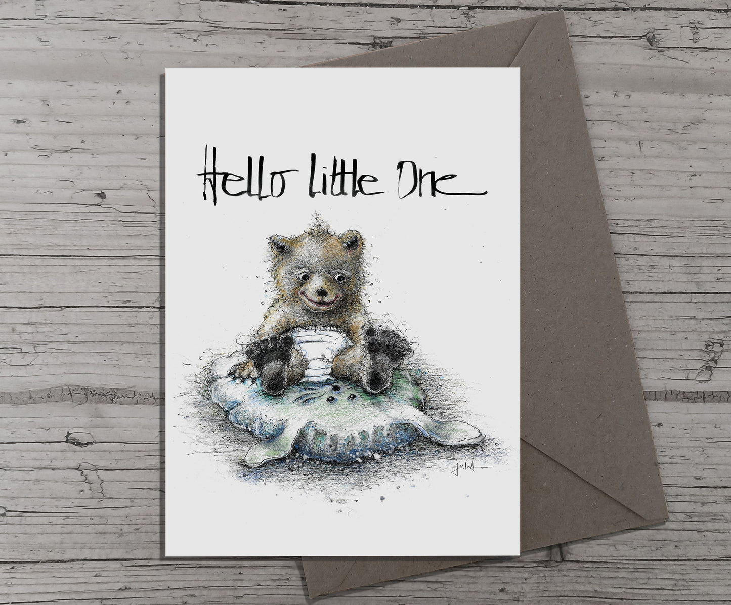 Baby Karte Geburt | Kleiner Bär | Hello Little One | Baby Glückwunsch Karte