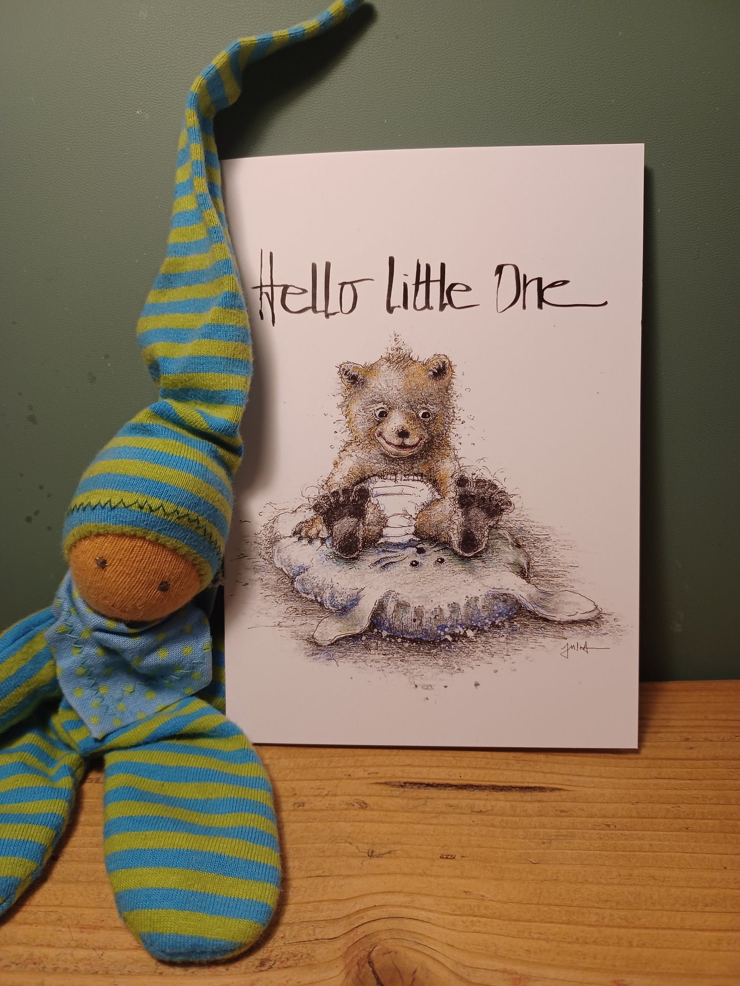 Baby Karte Geburt | Kleiner Bär | Hello Little One | Baby Glückwunsch Karte
