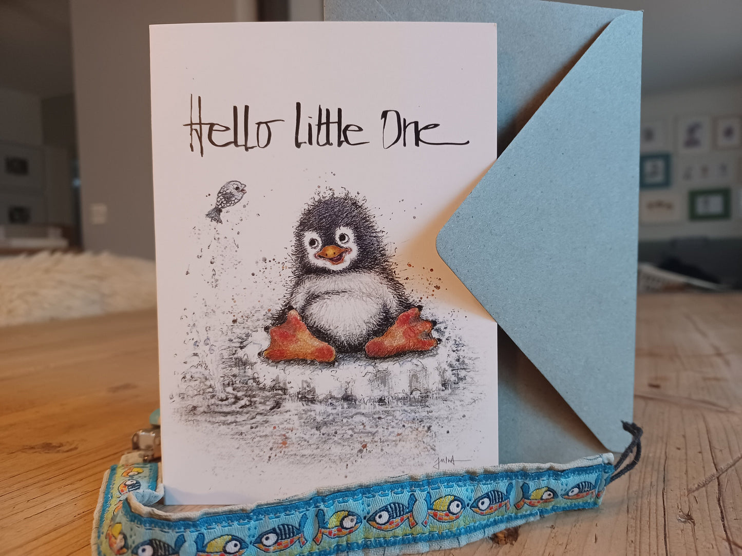 Baby Glückwunschkarte| Kleiner Pinguin | Hello Little One