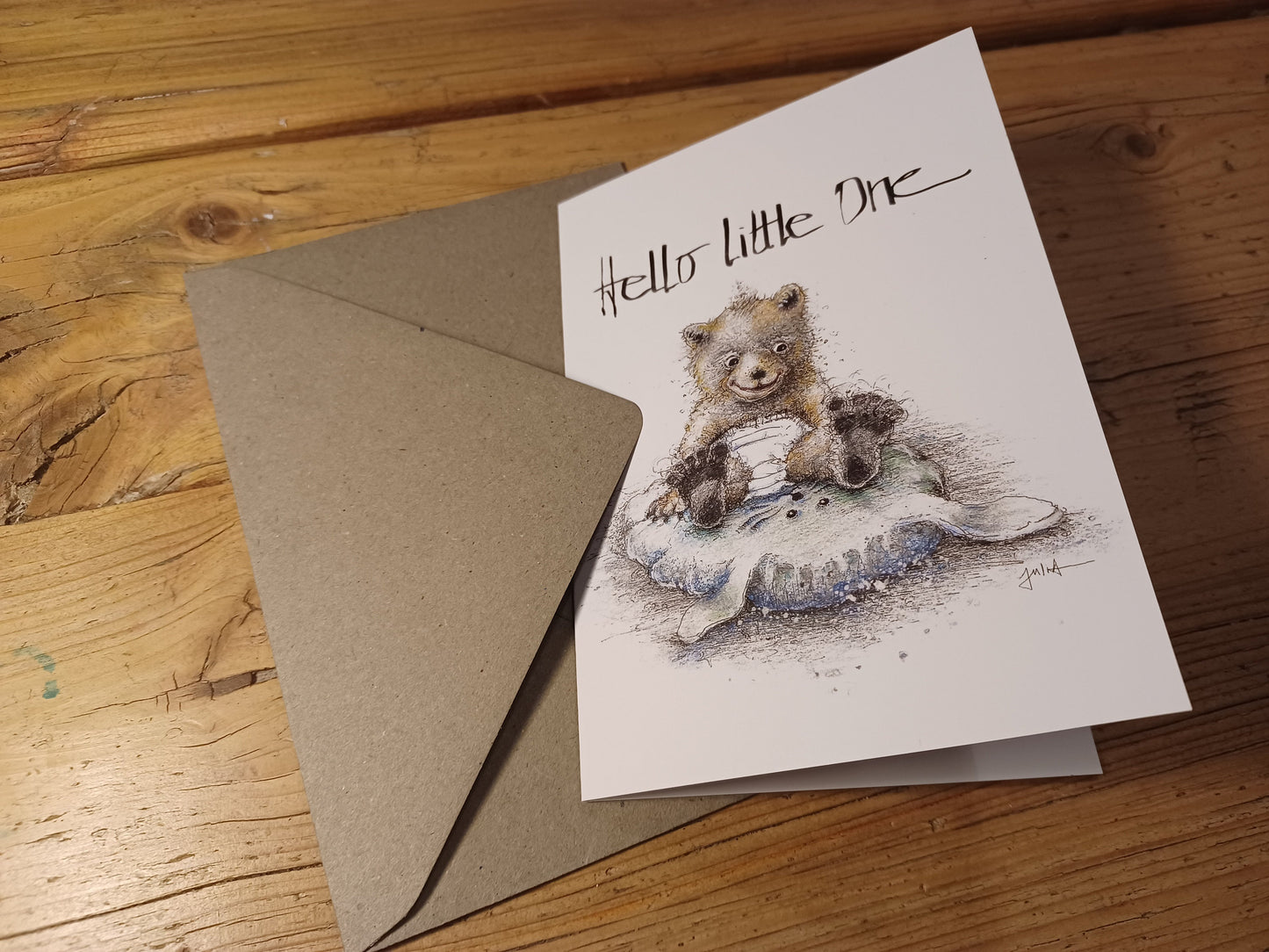 Baby Karte Geburt | Kleiner Bär | Hello Little One | Baby Glückwunsch Karte