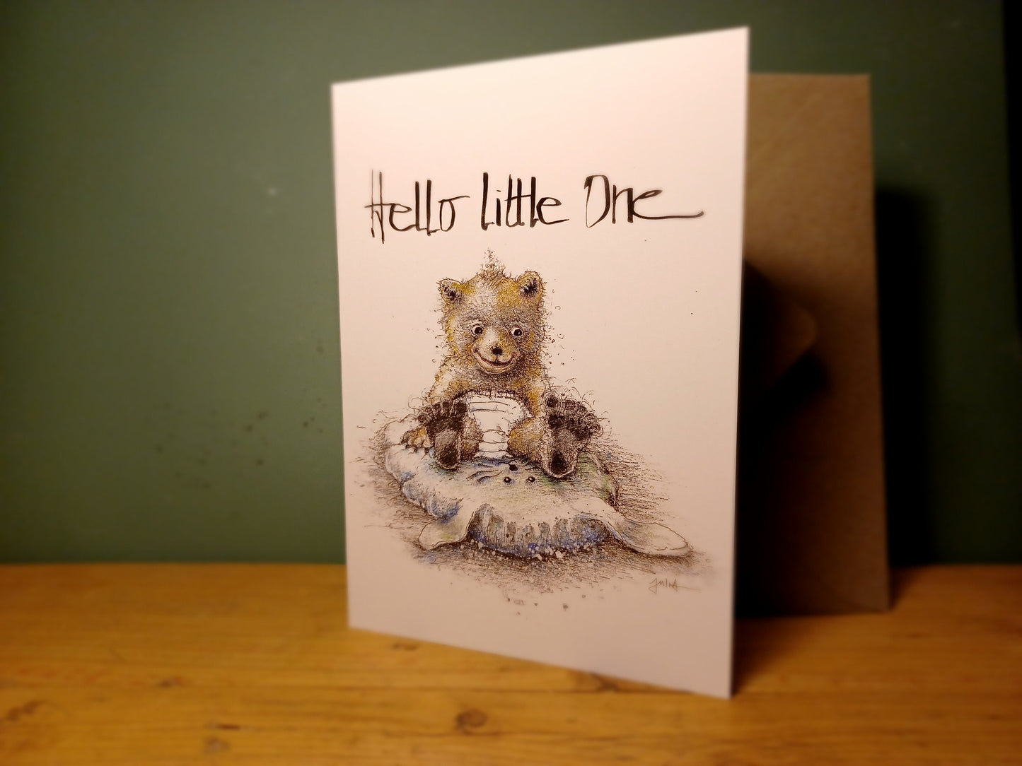 Baby Karte Geburt | Kleiner Bär | Hello Little One | Baby Glückwunsch Karte