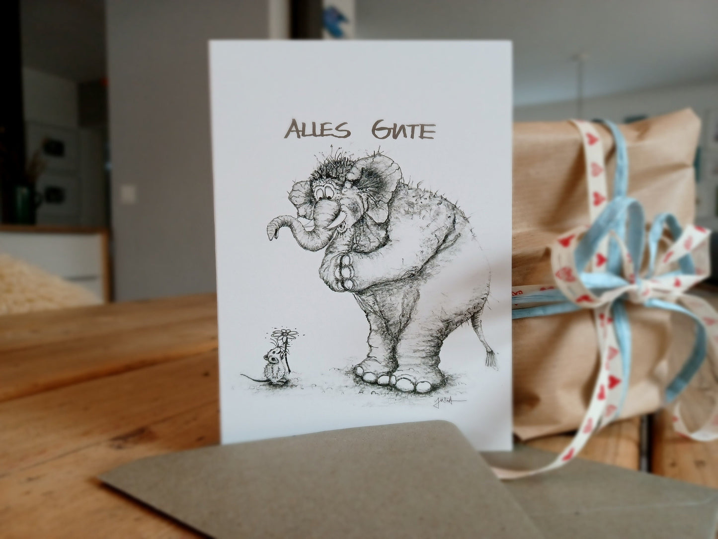 Glückwunschkarte| Elefant & Maus | Geburtstag