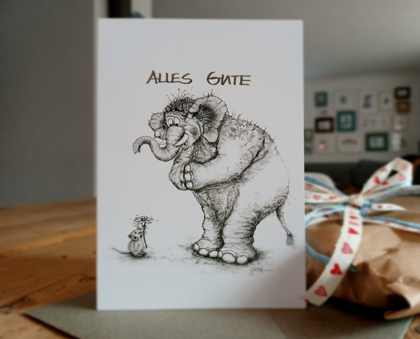 Glückwunschkarte| Elefant & Maus | Geburtstag