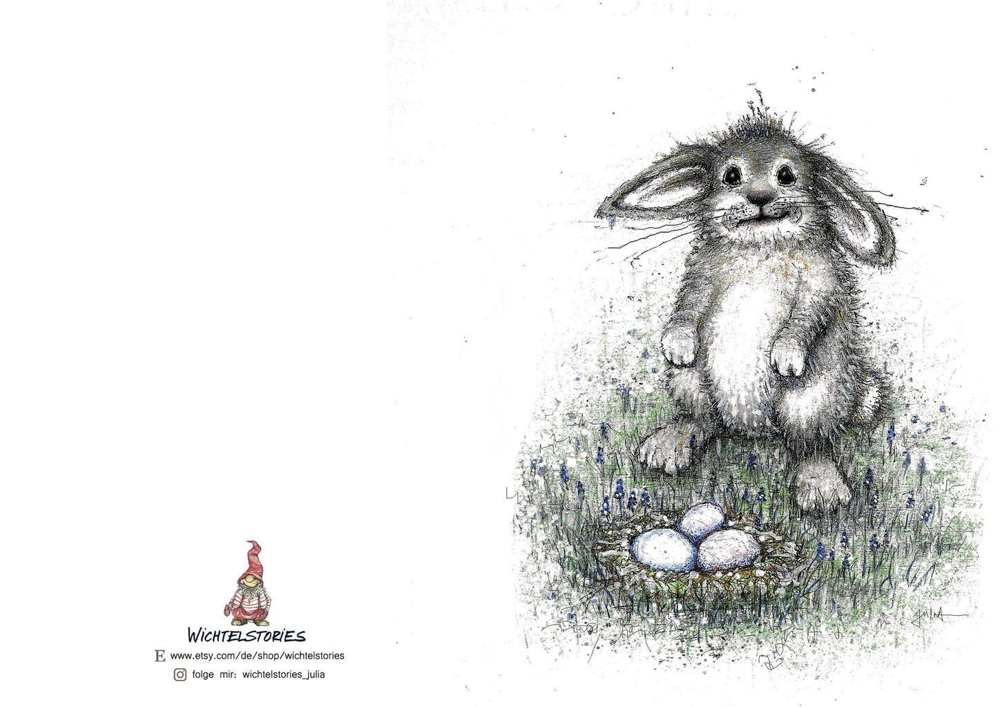 Ostergrußkarten Häschen mit Schlappohren | Häschen Karte | Frohe Ostern Karte