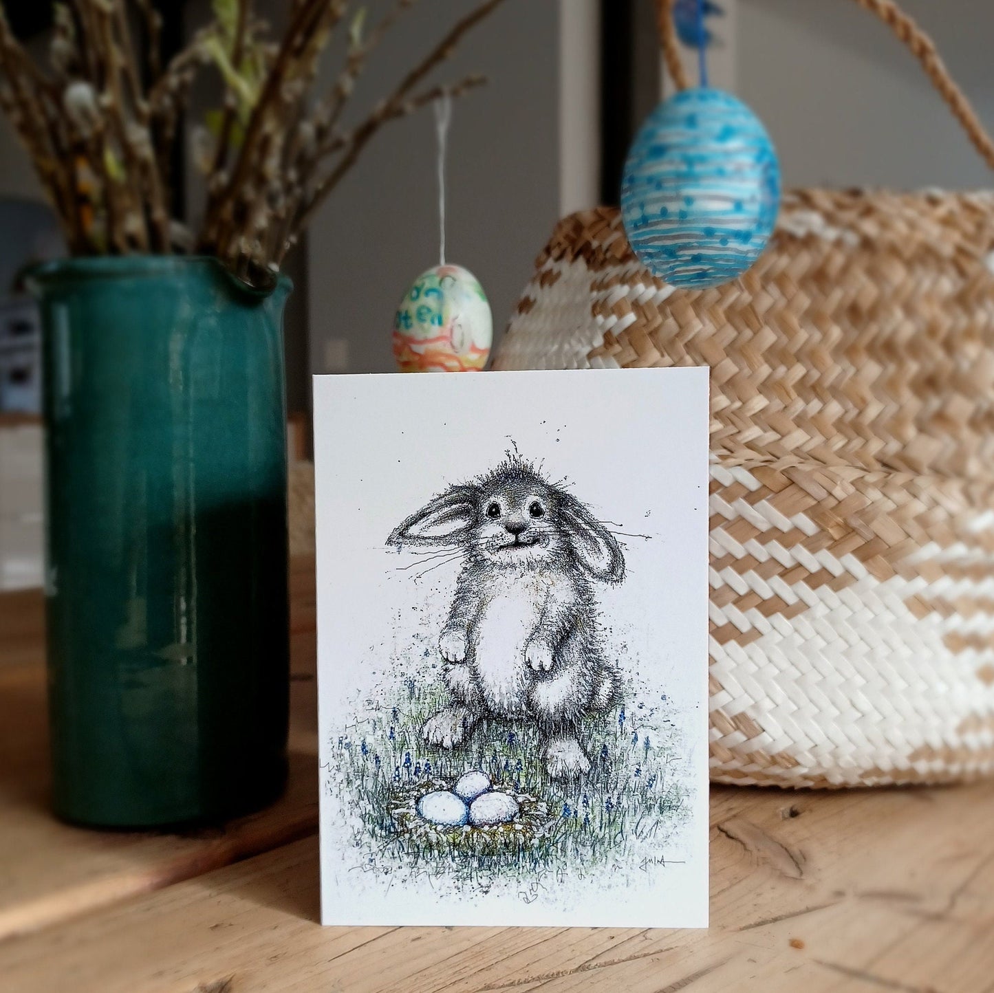 Ostergrußkarten Häschen mit Schlappohren | Häschen Karte | Frohe Ostern Karte