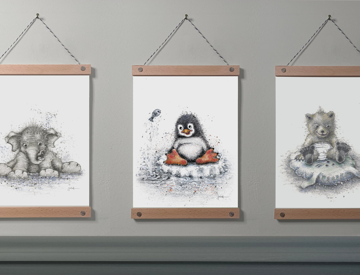 Babyposter Kleiner Pinguin A4 | Bild Babyzimmer | Tiermotiv auf Leinwand