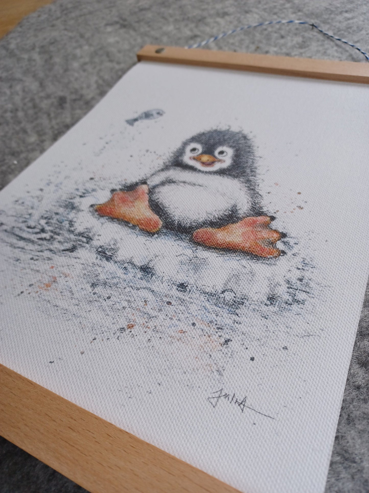Babyposter Kleiner Pinguin A4 | Bild Babyzimmer | Tiermotiv auf Leinwand