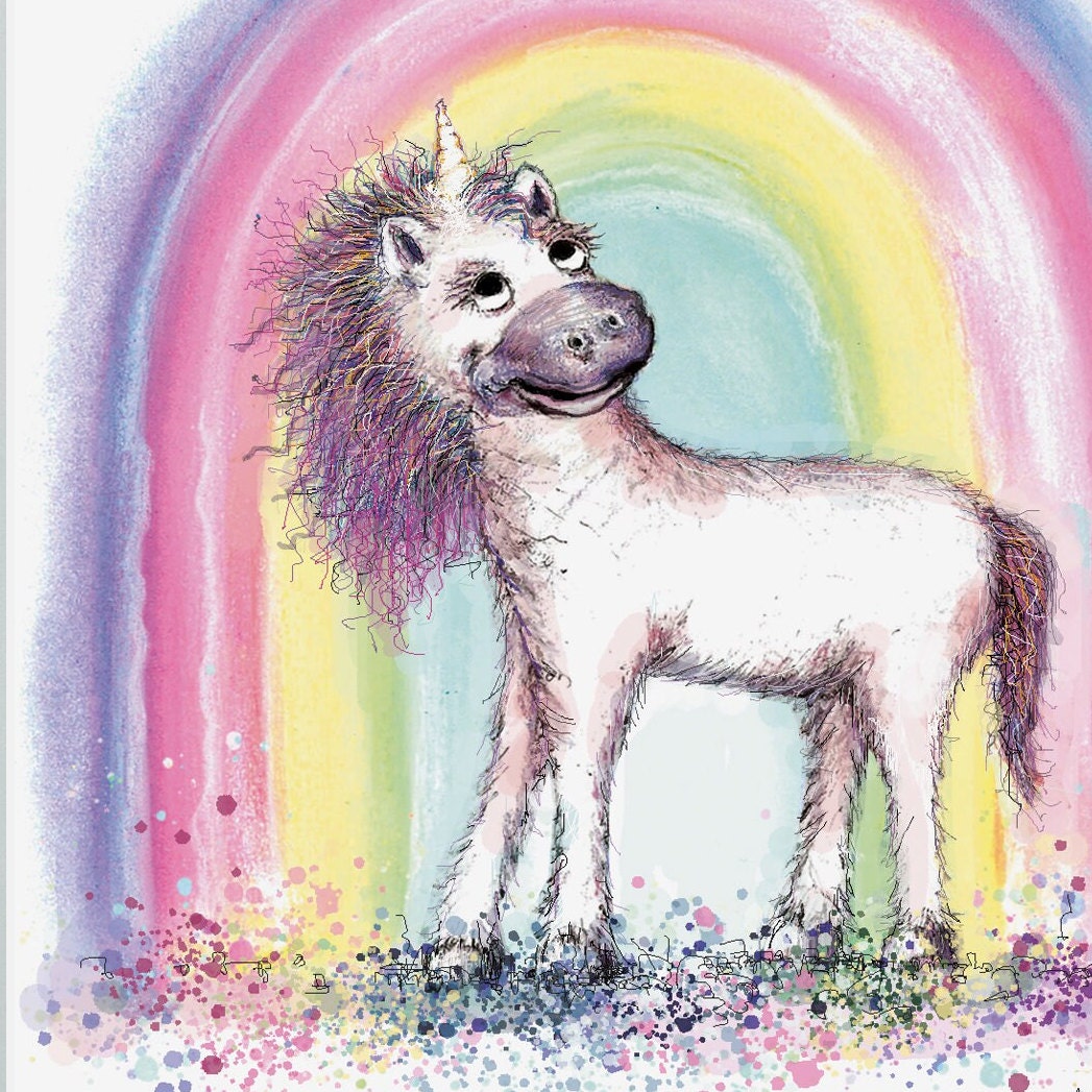 Einhornkarte | Einhorn Einladung | Einhorn Einladungskarte | Einladungskarte Regenbogen