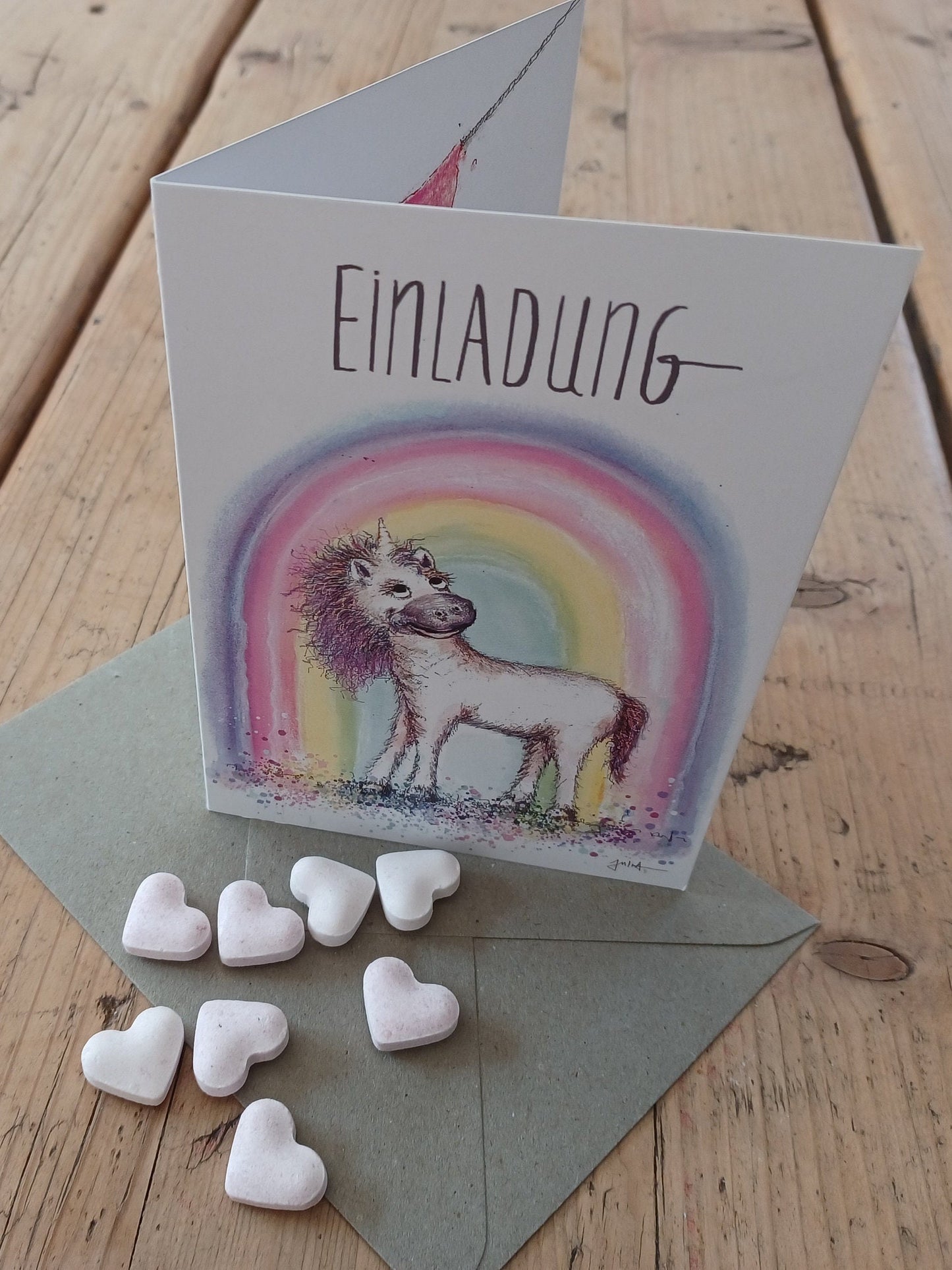 Einhornkarte | Einhorn Einladung | Einhorn Einladungskarte | Einladungskarte Regenbogen