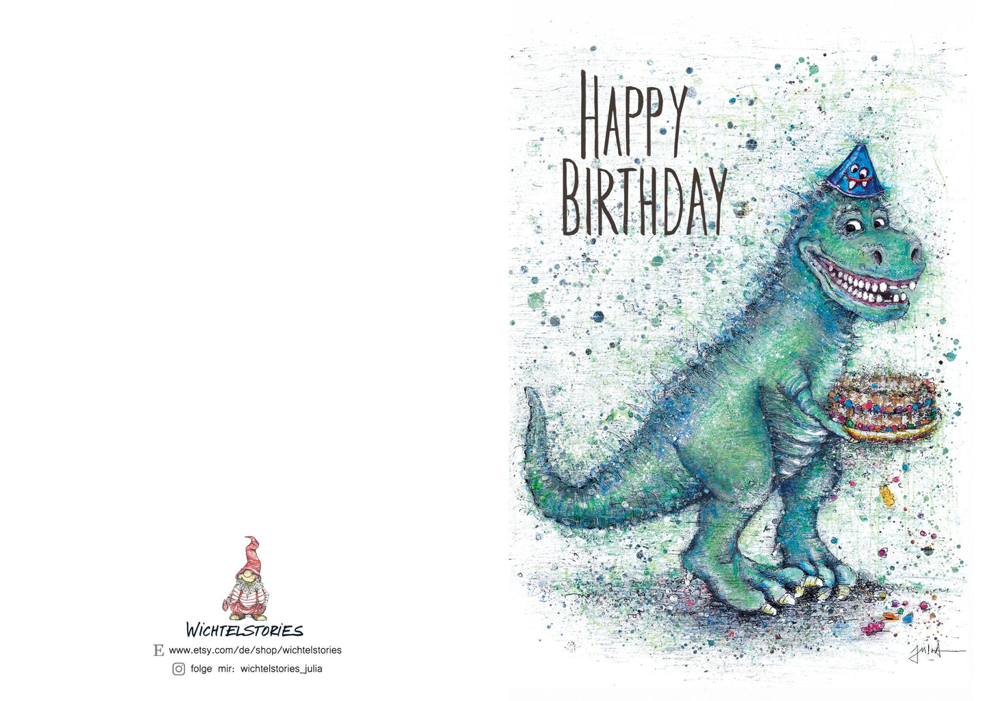 Dino Glückwunschkarte | Dino Geburtstagskarte | Dino Geburtstag |Dino Happy Birthday