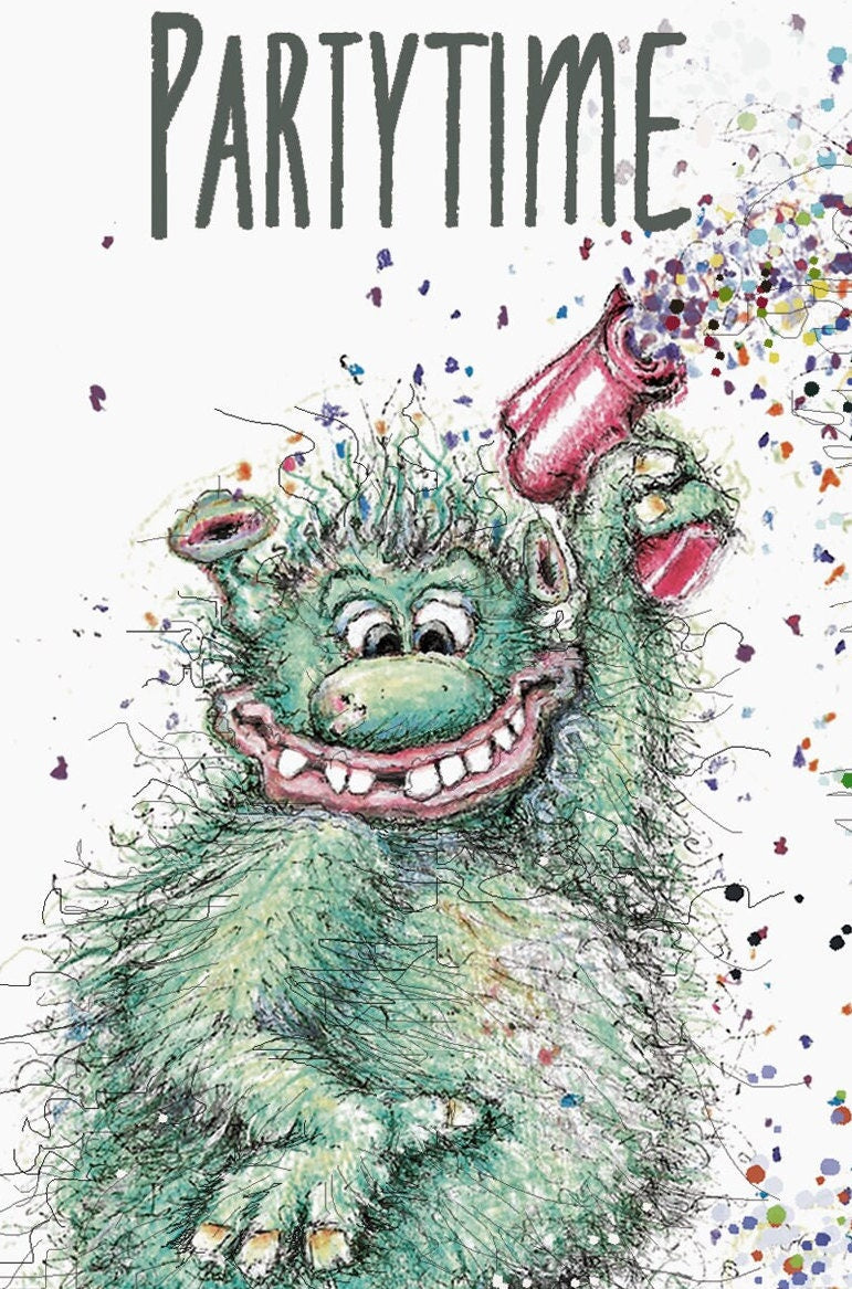 Monstereinladung | Monstergeburtstag | Konfetti Einladung | Einladung Monster Geburtstag