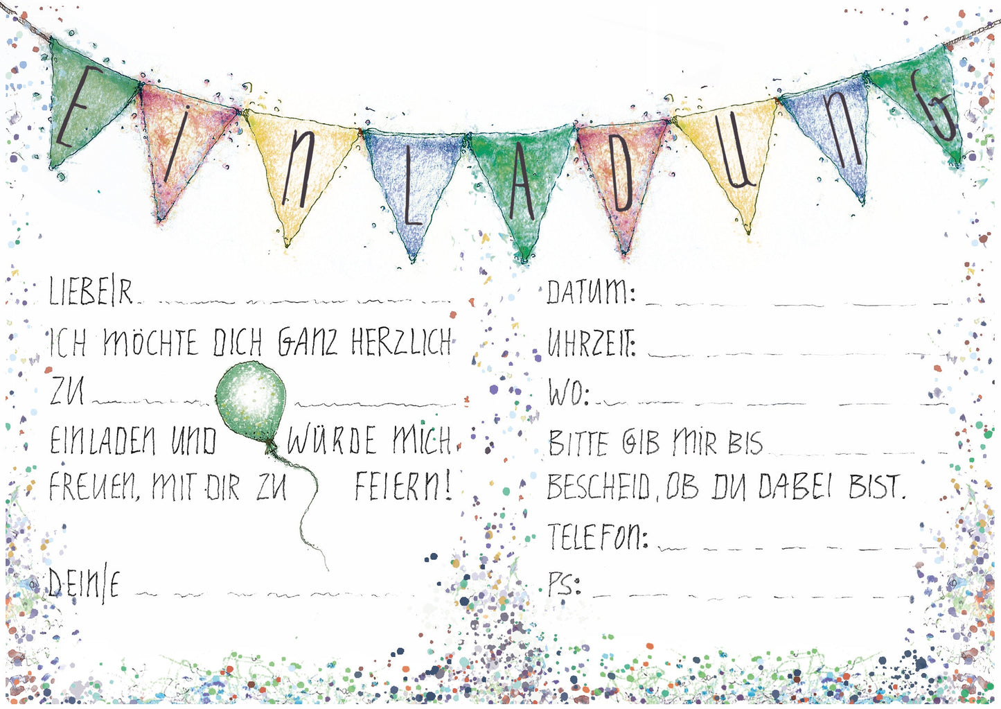 Monstereinladung | Monstergeburtstag | Konfetti Einladung | Einladung Monster Geburtstag