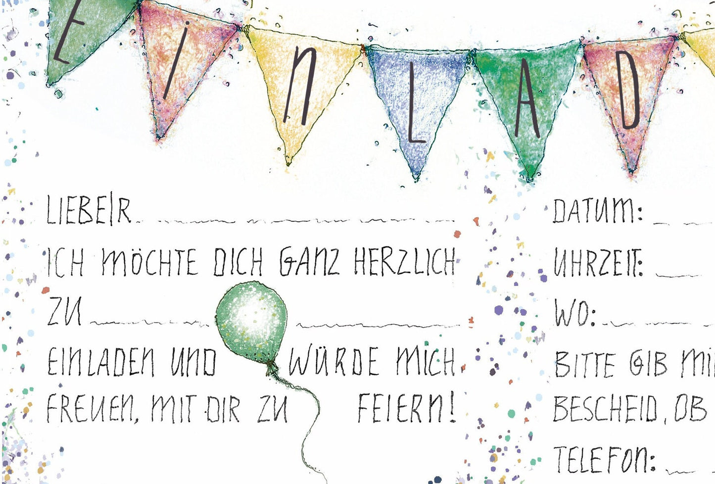 Monstereinladung | Monstergeburtstag | Konfetti Einladung | Einladung Monster Geburtstag