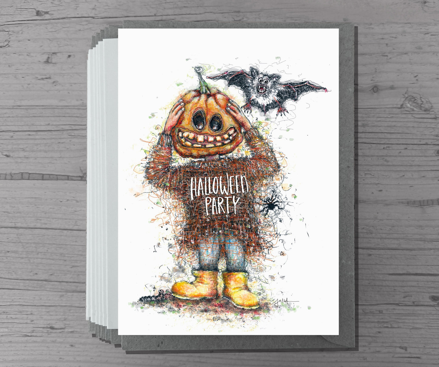 Halloweenparty | Kürbismonster | Halloween Einladung | Einladung Halloween Geburtstag