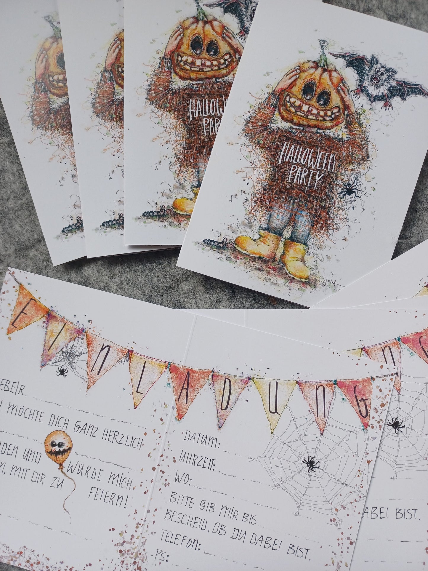 Halloweenparty | Kürbismonster | Halloween Einladung | Einladung Halloween Geburtstag