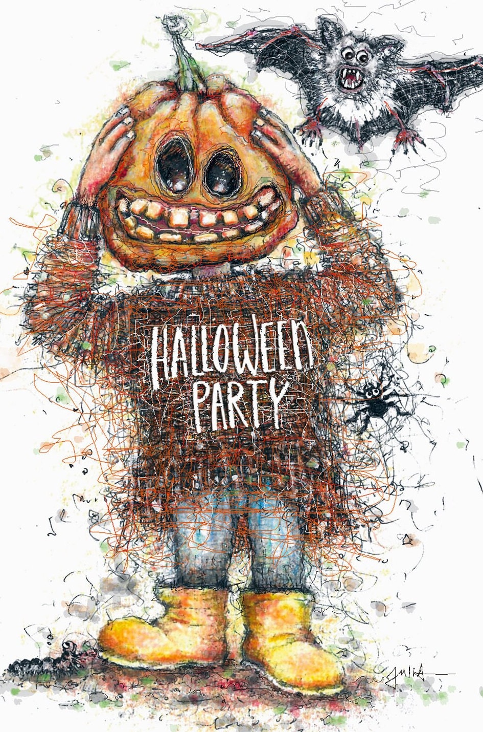 Halloweenparty | Kürbismonster | Halloween Einladung | Einladung Halloween Geburtstag