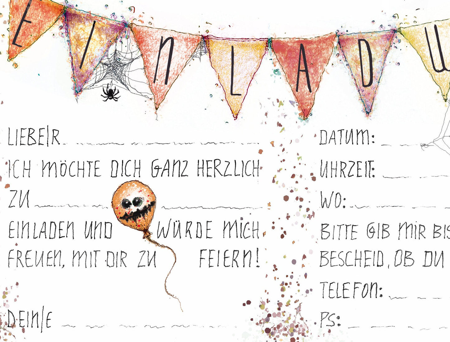 Halloweenparty | Kürbismonster | Halloween Einladung | Einladung Halloween Geburtstag