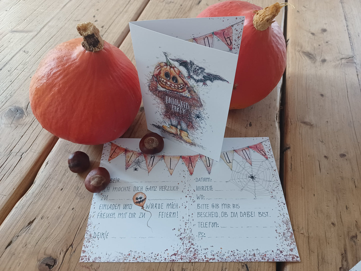 Halloweenparty | Kürbismonster | Halloween Einladung | Einladung Halloween Geburtstag