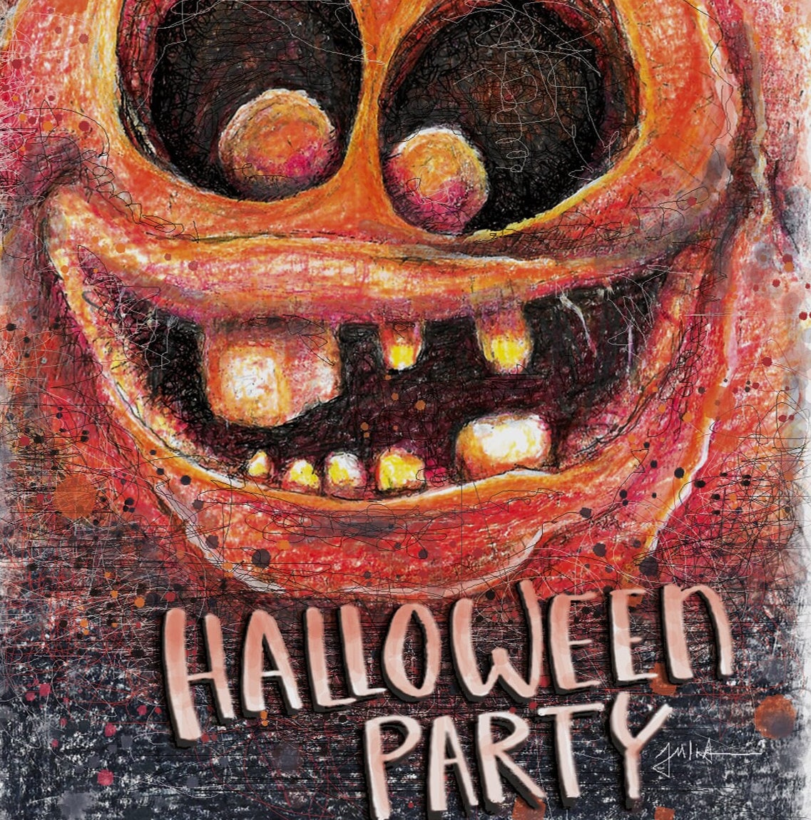 Halloweenparty Einladung | Kürbis Einladung | Pumpkin | A6 Klappkarte mit Einladungstext