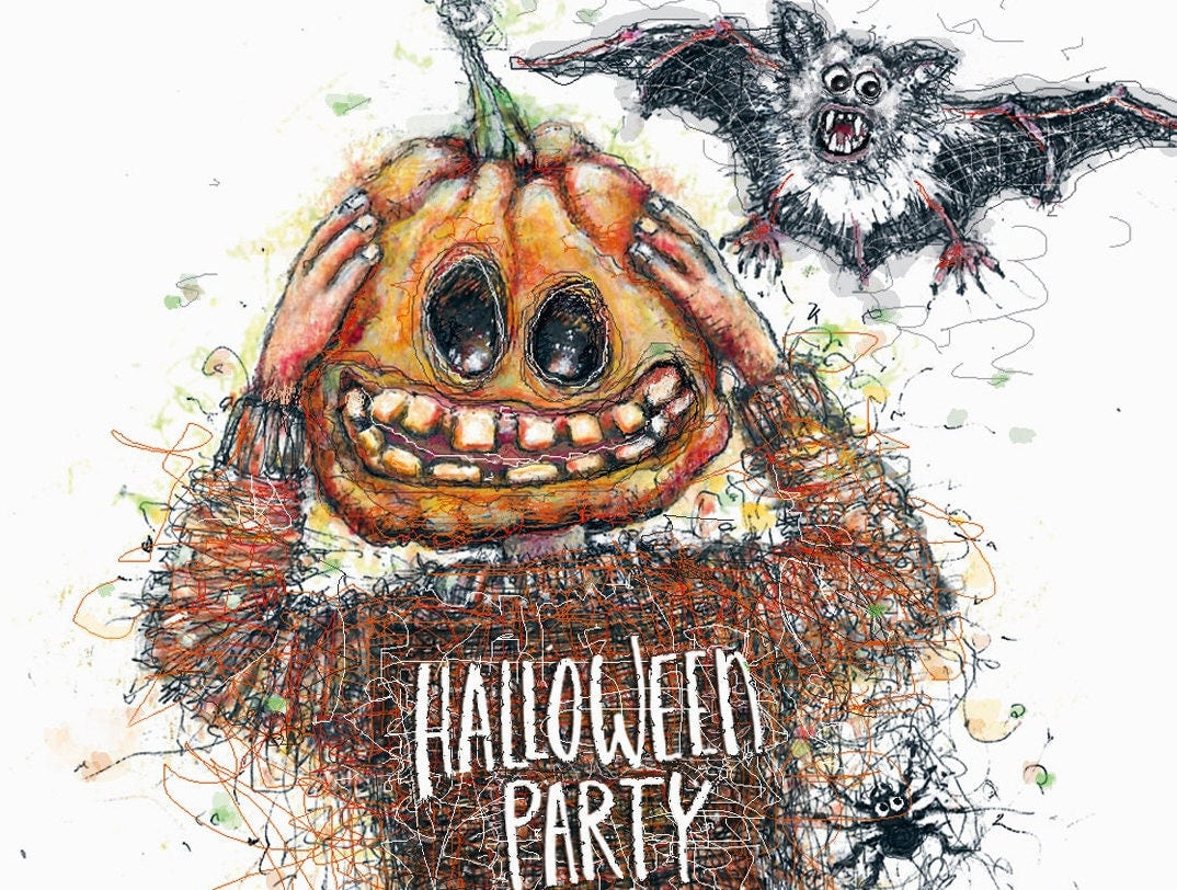 Halloweenparty | Kürbismonster | Halloween Einladung | Einladung Halloween Geburtstag