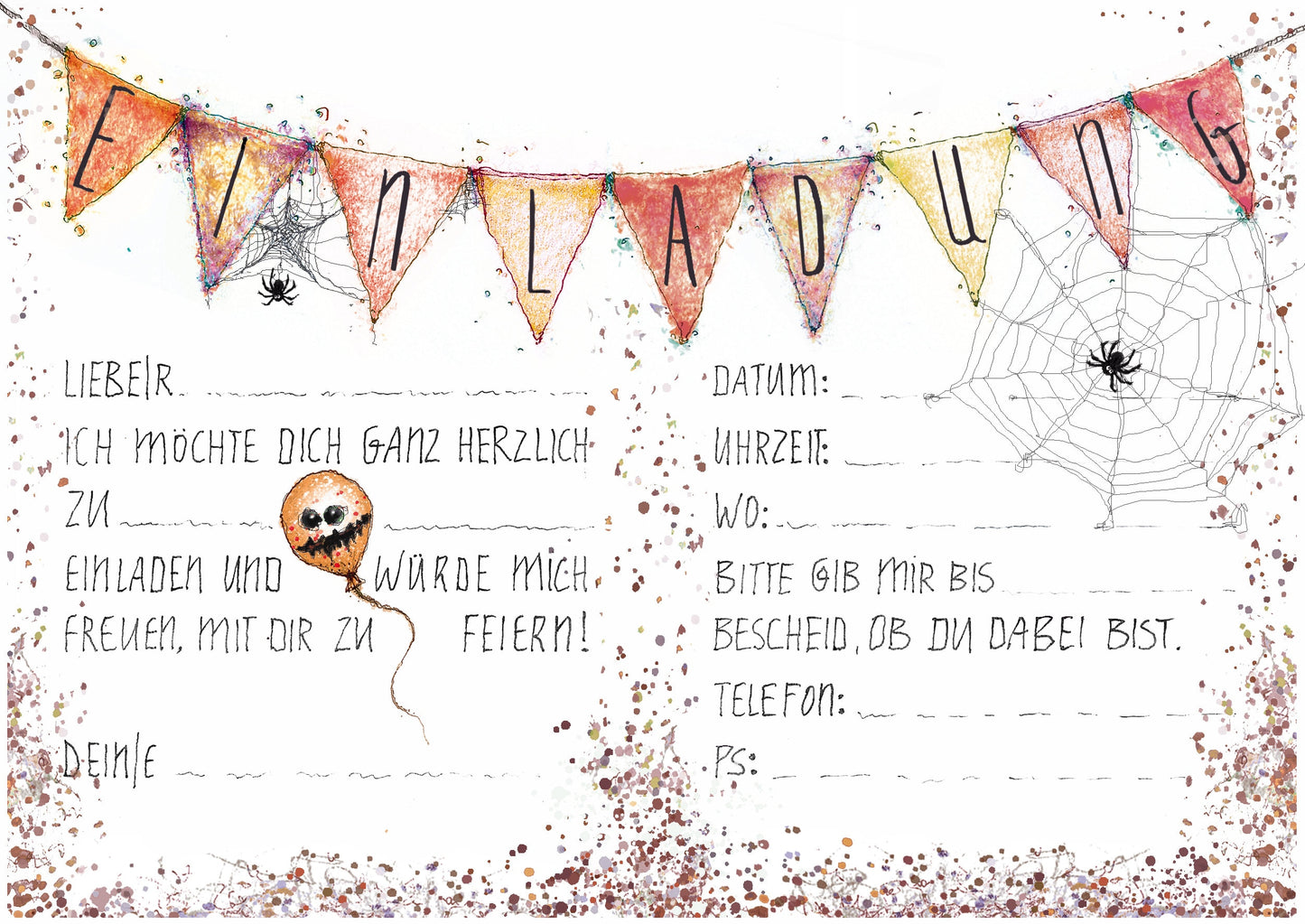 Halloweenparty | Kürbismonster | Halloween Einladung | Einladung Halloween Geburtstag
