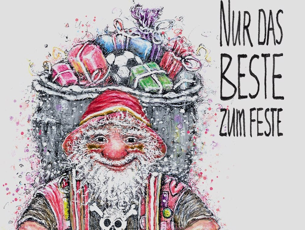 Weihnachtskarte Santa ist ein Fußballfan | Nur das Beste zum Feste | A6 Weihnachtsgrußkarte