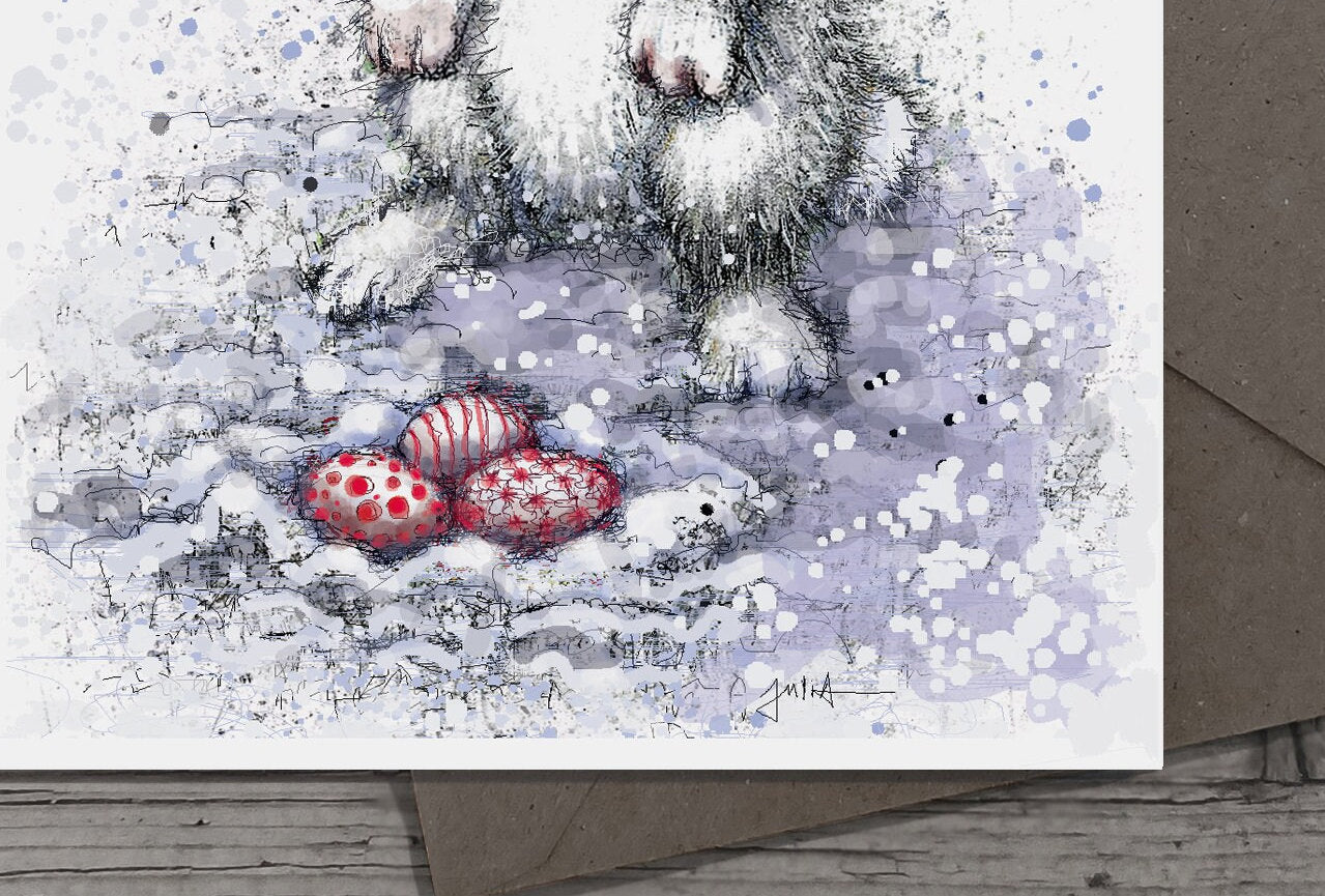 Weihnachtskarte Frohes Fest | Weihnachtshase | Grußkarte zu Weihnachten | Weihnachtsgrüße | Weihnachtsmann | A6 Klappkarte