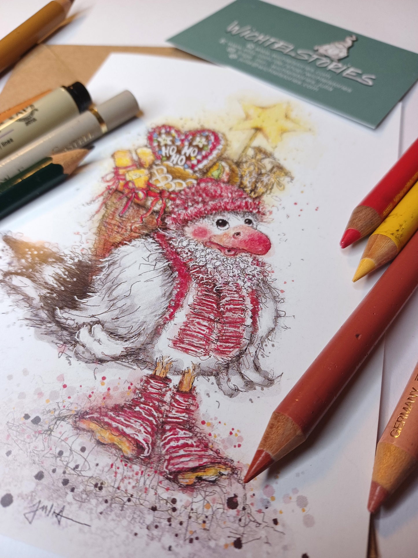Weihnachtsmöwe | Weihnachtskarte HoHoHo | Grußkarte zu Weihnachten | Weihnachtsgrüße | Weihnachtskarte norddeutsch | A6 Klappkarte