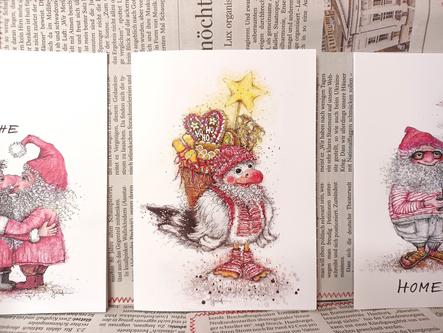 Weihnachtsmöwe | Weihnachtskarte HoHoHo | Grußkarte zu Weihnachten | Weihnachtsgrüße | Weihnachtskarte norddeutsch | A6 Klappkarte
