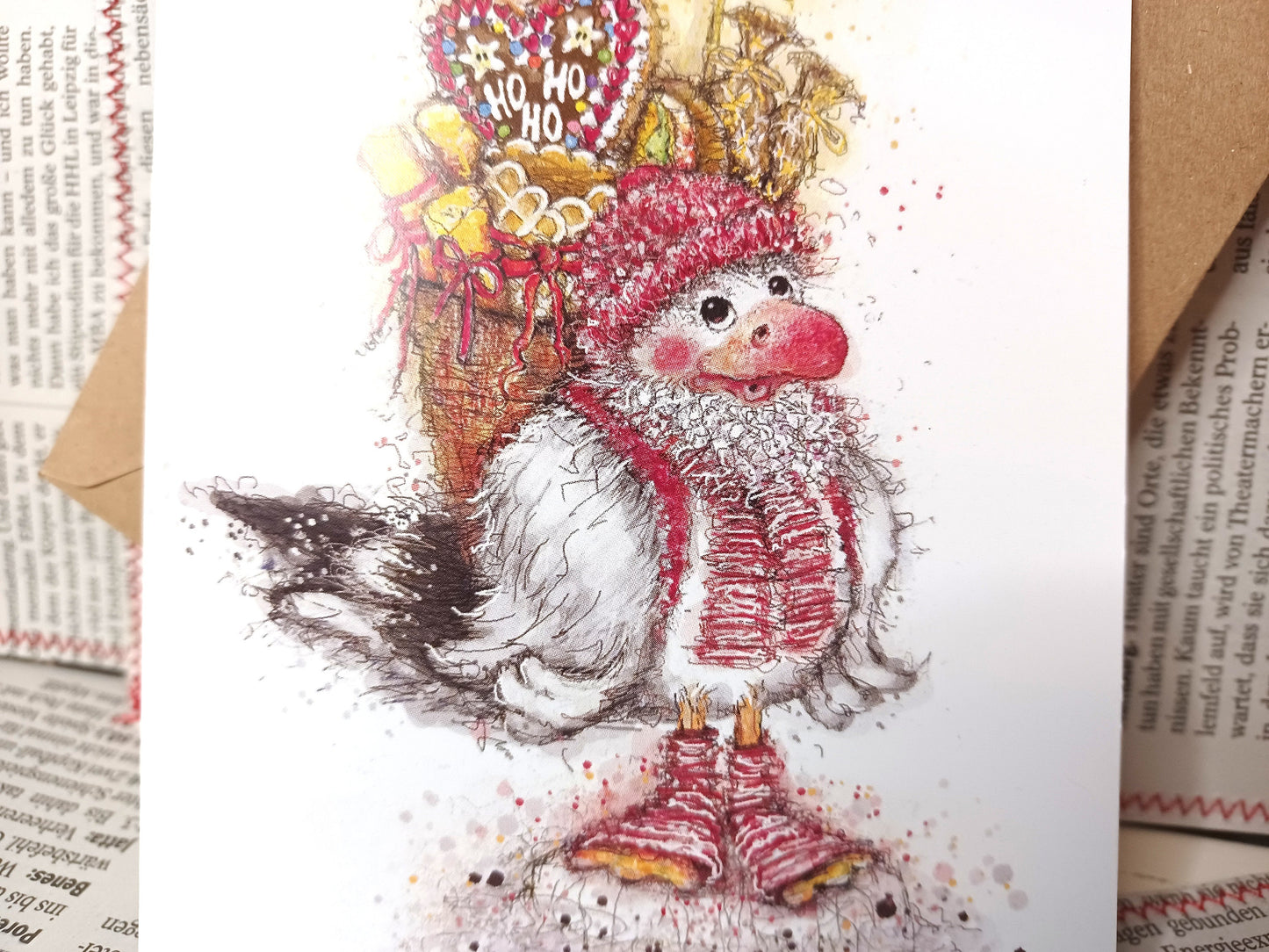 Weihnachtsmöwe | Weihnachtskarte HoHoHo | Grußkarte zu Weihnachten | Weihnachtsgrüße | Weihnachtskarte norddeutsch | A6 Klappkarte