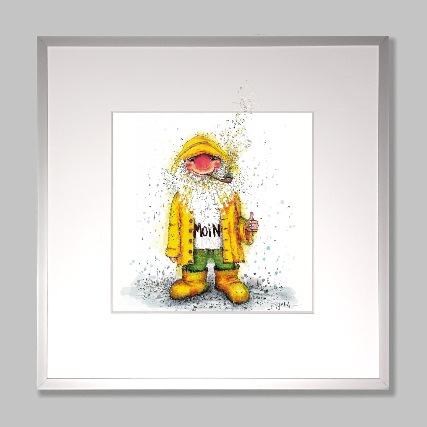 Wichtel Moin | Hochwertiger Kunstdruck im Bilderrahmen 32,5 x 32,5cm | Friesennerz Wichtel
