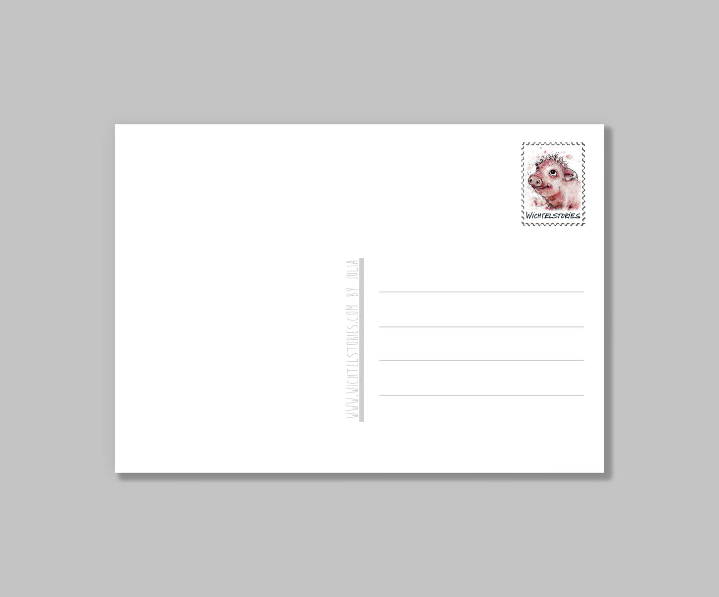 Postkarte  Viel Glück - Kleines Schweinchen| Grußkarte handgezeichnet A6 Druck | Glückschwein Karte