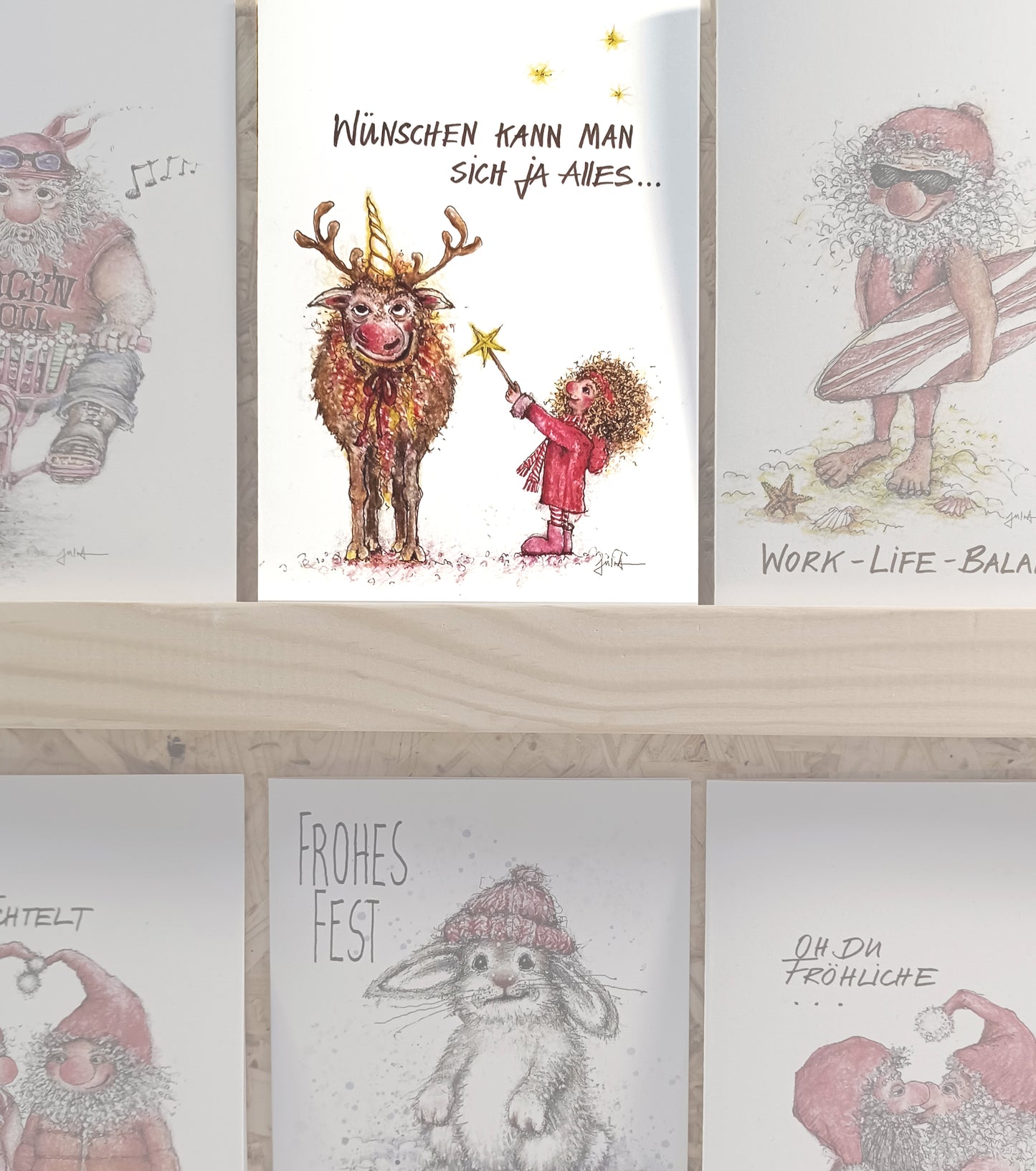 Weihnachtskarte Wünschen kann man sich alles | Einhorn Rentier | A6 Glückwunschkarte