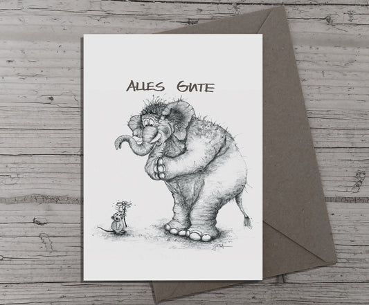 Glückwunschkarte| Elefant & Maus | Geburtstag